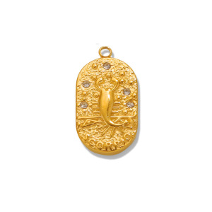 1 Paire De Pendentifs Géométriques Rétro En Acier Inoxydable Plaqué Or  Avec Strass Pour Femme, Série Simple h5 Image7