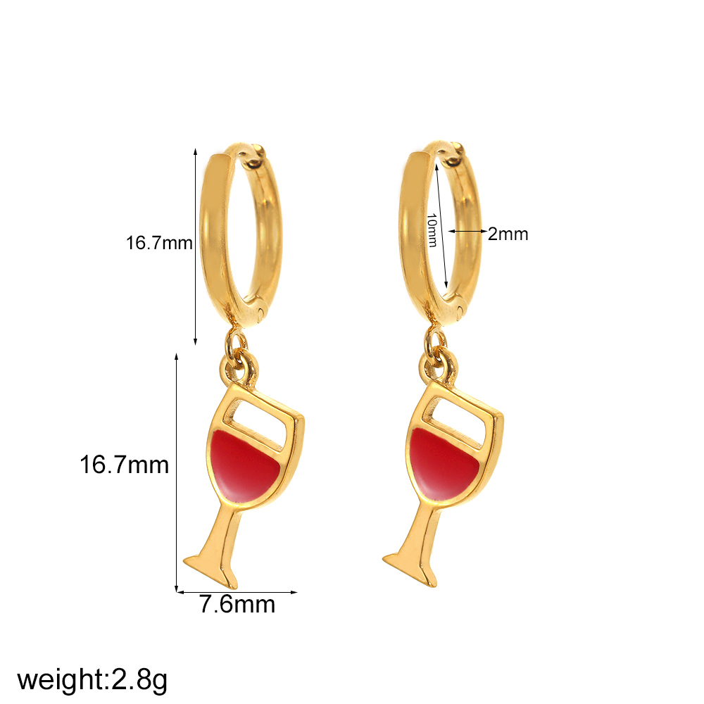Boucles D'Oreilles Pendantes Pour Femme, Modèle Simple En Forme De Cœur, En Acier Inoxydable Plaqué Or (1 Paire). Image7