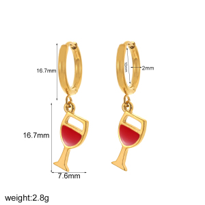 Boucles D'Oreilles Pendantes Pour Femme, Modèle Simple En Forme De Cœur, En Acier Inoxydable Plaqué Or (1 Paire). h5 Image7