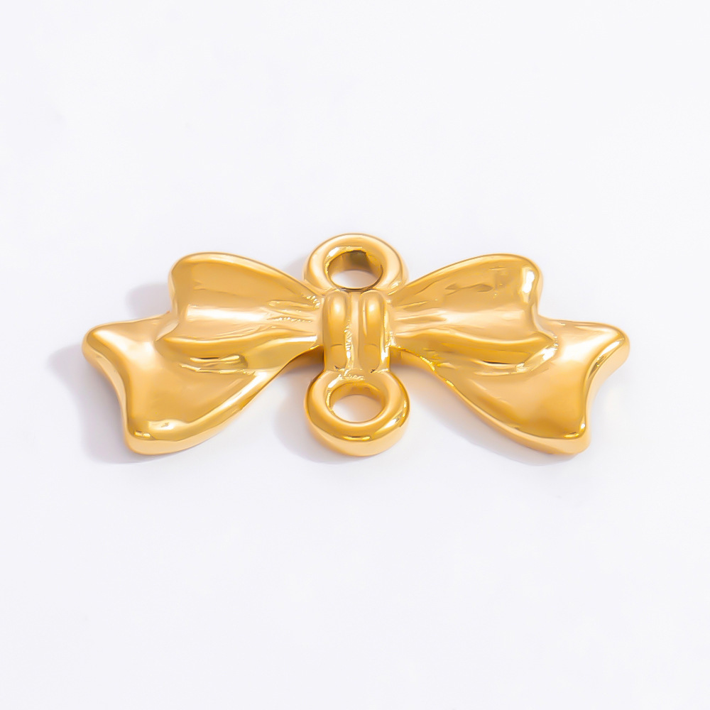 Pendentif Femme En Acier Inoxydable Doré, Couleur Or, Orné D'Un Nœud Papillon Exquis (1 Pièce) - Collection Sweet Series Image8