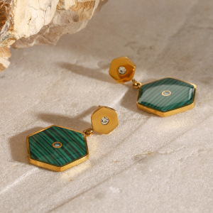 1 Paire De Boucles D'Oreilles Pendantes Élégantes En Acier Inoxydable Plaqué Or  Avec Strass Pour Femme, Série Simple h5 Image6