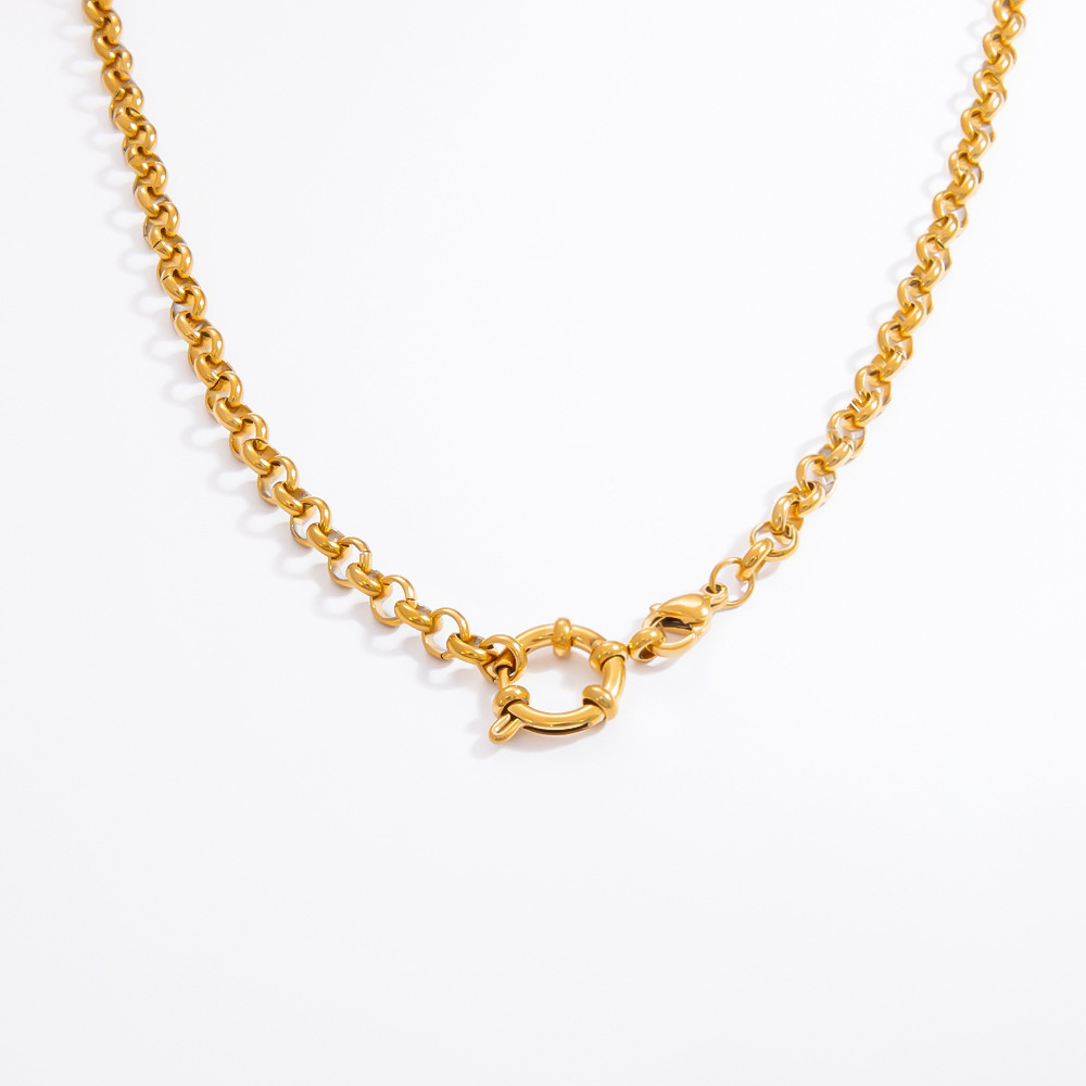 Collier Chaîne Femme Diy En Acier Inoxydable, Couleur Or, Étanche, 1 Pièce, Collection Simple Series h5Image11