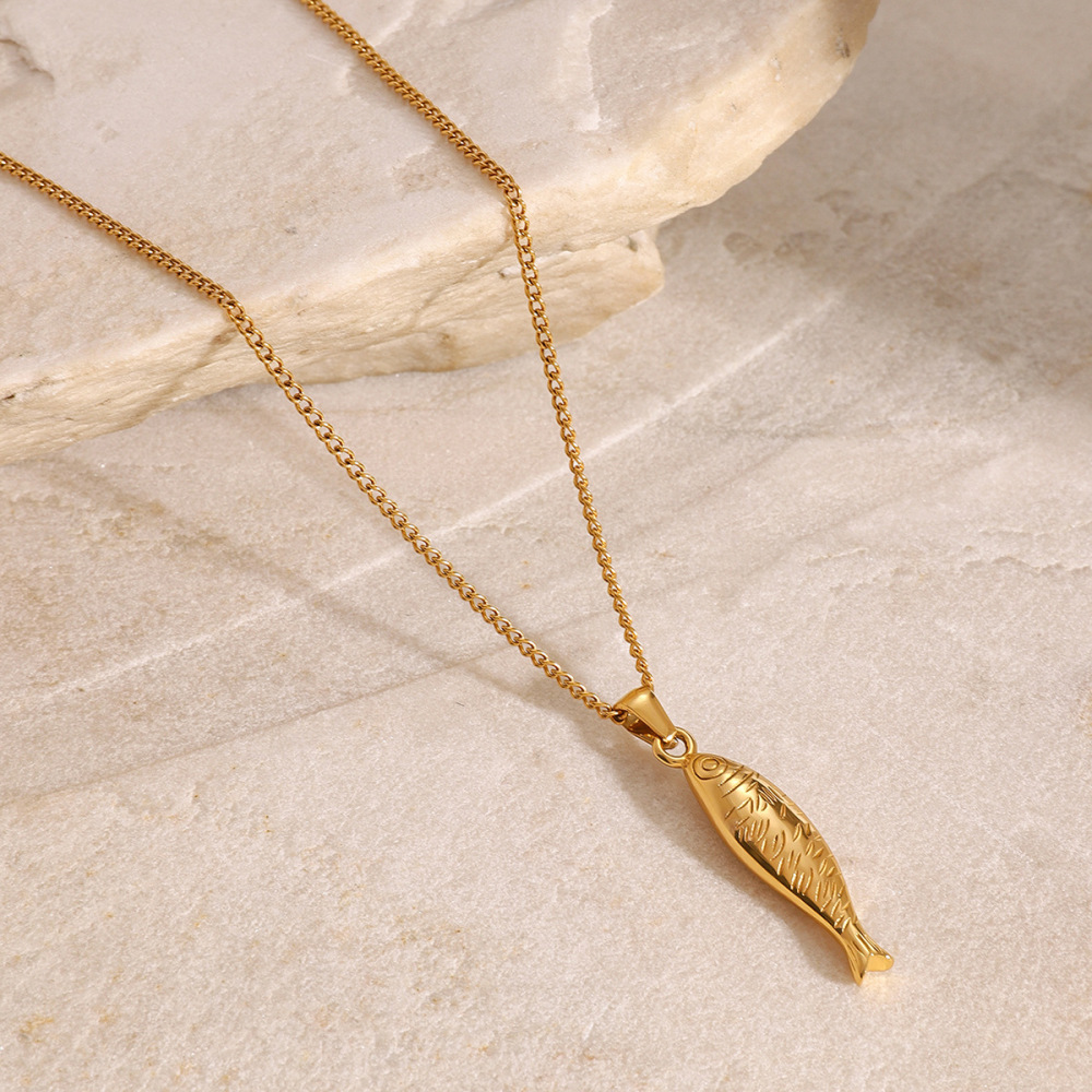 Collier Avec Pendentif En Acier Inoxydable Plaqué Or  Pour Femme, Série Classique, Motif Animal Européen Et Américain Image3