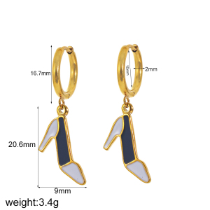 Boucles D'Oreilles Pendantes Pour Femme, Modèle Simple En Forme De Cœur, En Acier Inoxydable Plaqué Or (1 Paire). h5 Image11