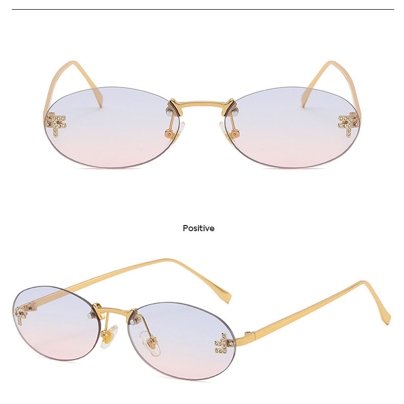 1 Paire De Lunettes De Soleil Simples En Alliage De Couleur Unie Pour Femmes Image6