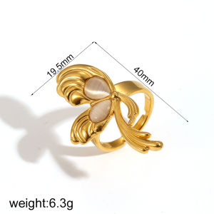 1 Paire De Bagues Ajustables Géométriques Quotidiennes En Acier Inoxydable Plaqué Or  Pour Femme, Série Simple h5 Image7