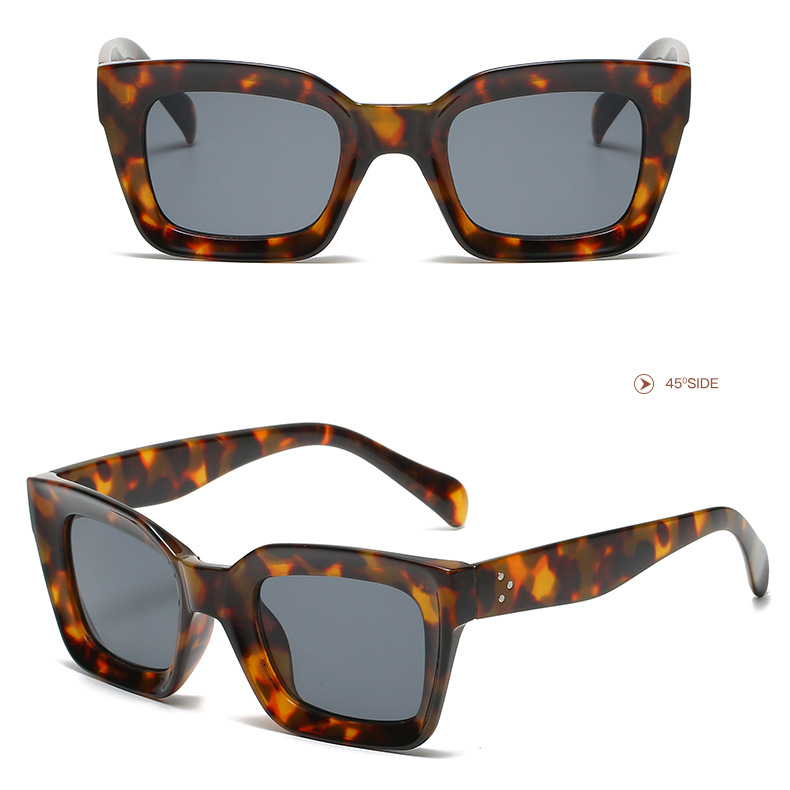 1 Paire De Lunettes De Soleil En Plastique Pour Femme, Série Simple, Style Patchwork Quotidien Image5