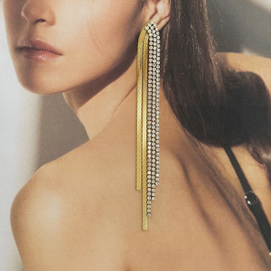 1 Paire De Boucles D'Oreilles Élégantes De La Série Classique, En Acier Inoxydable Plaqué Or Et Strass, Pour Femme, Idéales Pour Les Soirées. h5 Image7