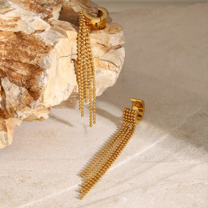 1 Paire De Boucles D'Oreilles Pendantes Pour Femme, Style Rétro Classique, En Acier Inoxydable Plaqué Or. h5 Image3