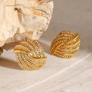 1 Paire De Boucles D'Oreilles À Tige En Acier Inoxydable Plaqué Or  Avec Strass Pour Femme, Série Simple Daily Quadrilatère h5 Image3