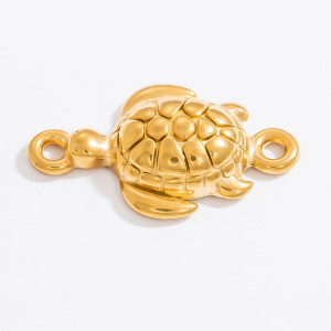 1 Paire De Pendentifs Simples Pour Femmes, Collection Daily Turtle, En Acier Inoxydable Étanche Couleur Or, À Personnaliser Soi-Même h5 Image8