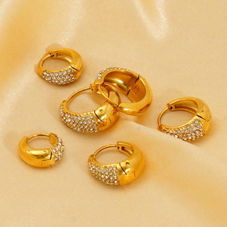 1 paire de boucles d'oreilles créoles quotidiennes en acier titane plaqué or  pour femme, série simple