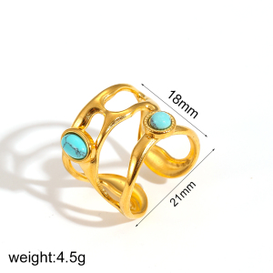 1 Paire De Bagues Ajustables Géométriques Quotidiennes En Acier Inoxydable Plaqué Or  Pour Femme, Série Simple h5 Image8