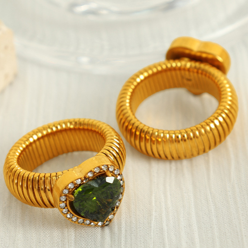 1 Paire De Bagues Simples Pour Femme En Acier Inoxydable Plaqué Or Avec Zircone, Style Rétro, Série Romantique Image8