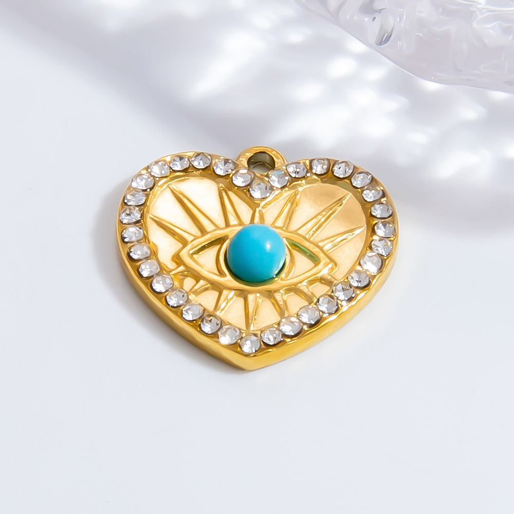 Pendentif Rétro Œil Classique En Acier Inoxydable Étanche Couleur Or, À Faire Soi-Même, Pour Femme (1 Pièce) Image7