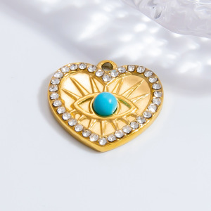 Pendentif Rétro Œil Classique En Acier Inoxydable Étanche Couleur Or, À Faire Soi-Même, Pour Femme (1 Pièce) h5 Image7