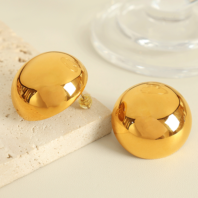 1 Paire De Boucles D'Oreilles À Tige Simples En Acier Inoxydable Plaqué Or  Pour Femme Image8