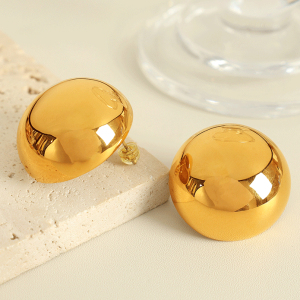 1 Paire De Boucles D'Oreilles À Tige Simples En Acier Inoxydable Plaqué Or  Pour Femme h5 Image8