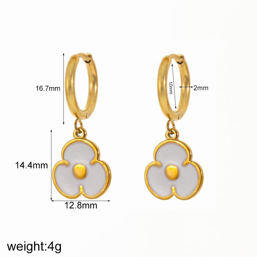 Boucles D'Oreilles Pendantes Pour Femme, Modèle Simple En Forme De Cœur, En Acier Inoxydable Plaqué Or (1 Paire). Image12