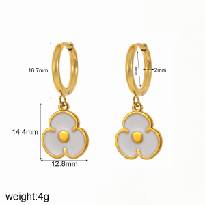 Boucles D'Oreilles Pendantes Pour Femme, Modèle Simple En Forme De Cœur, En Acier Inoxydable Plaqué Or (1 Paire). h5 Image12