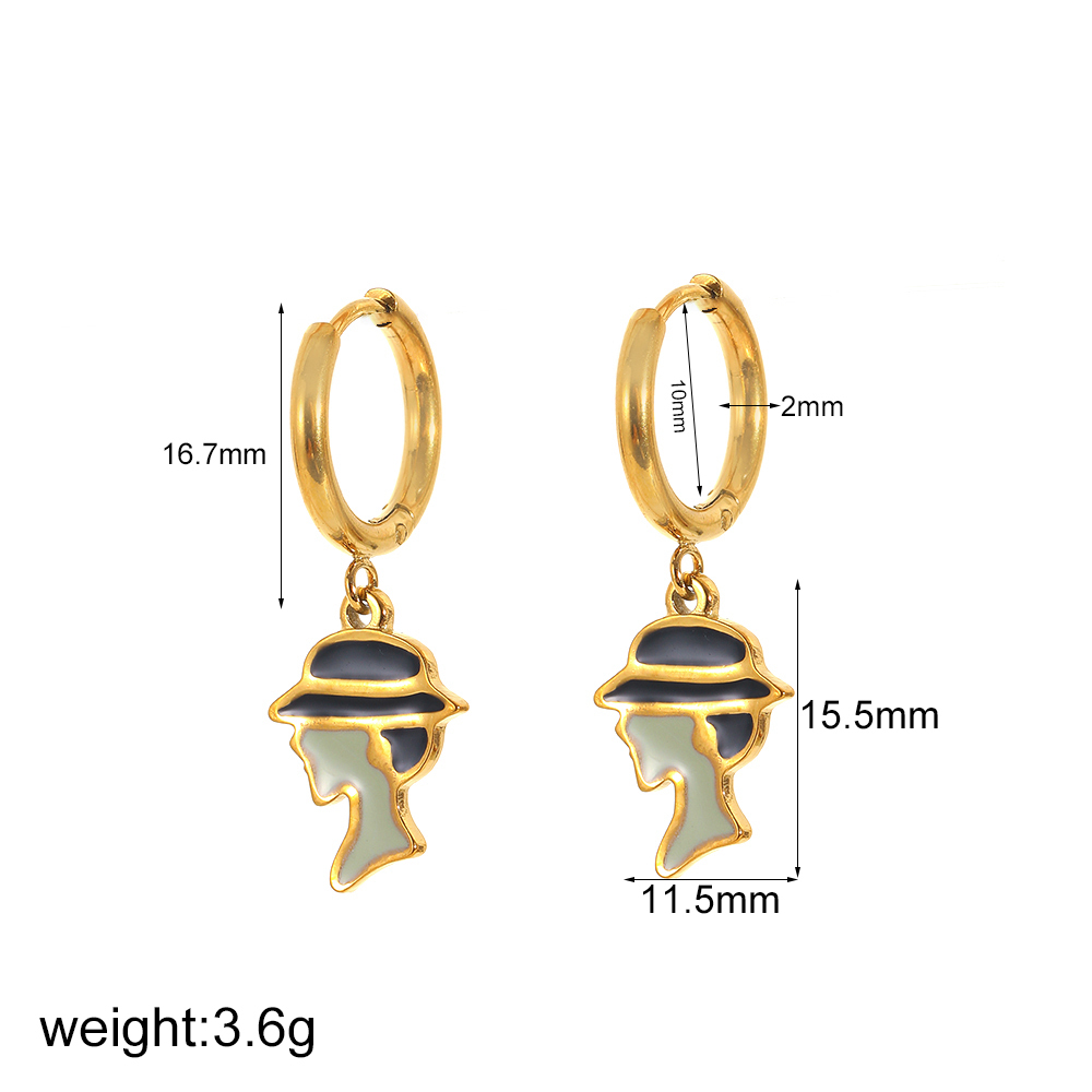 Boucles D'Oreilles Pendantes Pour Femme, Modèle Simple En Forme De Cœur, En Acier Inoxydable Plaqué Or (1 Paire). Image10