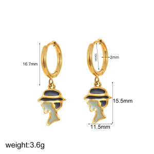 Boucles D'Oreilles Pendantes Pour Femme, Modèle Simple En Forme De Cœur, En Acier Inoxydable Plaqué Or (1 Paire). h5 Image10