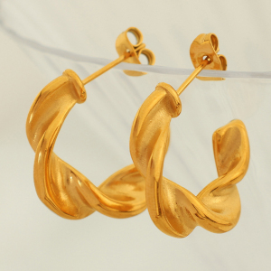 1 Paire De Boucles D'Oreilles Puces Classiques Géométriques Simples En Acier Inoxydable Plaqué Or Pour Femme h5 Image7