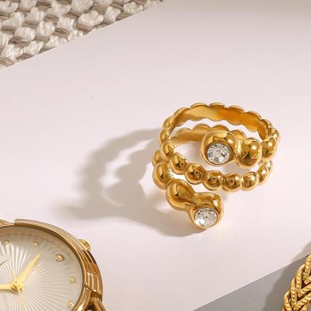 1 Paire De Bagues Simples Élégantes En Acier Inoxydable Plaqué Or  Avec Strass Pour Femme
