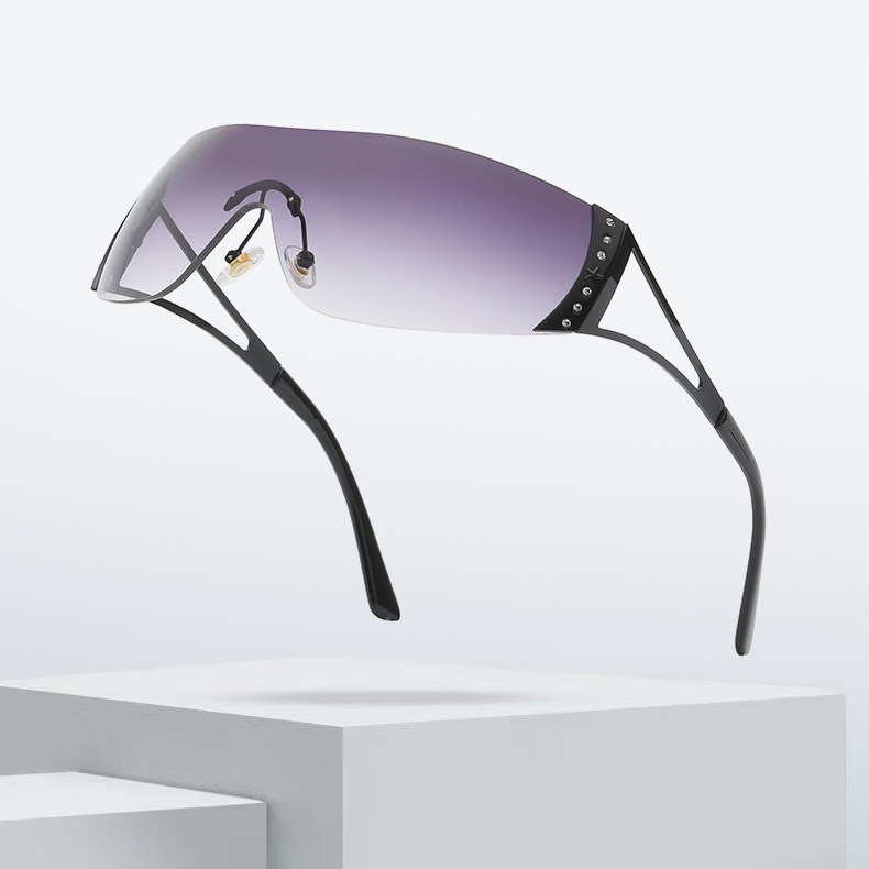 1 Paire De Lunettes De Soleil Tendance Pour Femmes, En Métal Image2