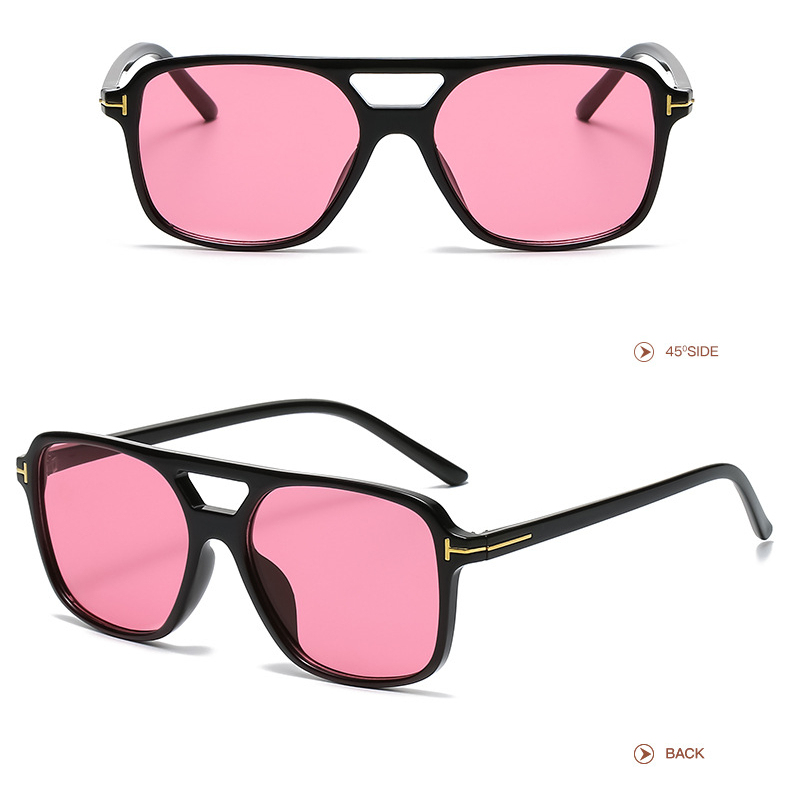 1 Paire De Lunettes De Soleil Simples En Plastique De Couleur Unie Pour Femmes Image3