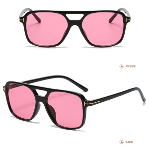 1 Paire De Lunettes De Soleil Simples En Plastique De Couleur Unie Pour Femmes h5 Image3