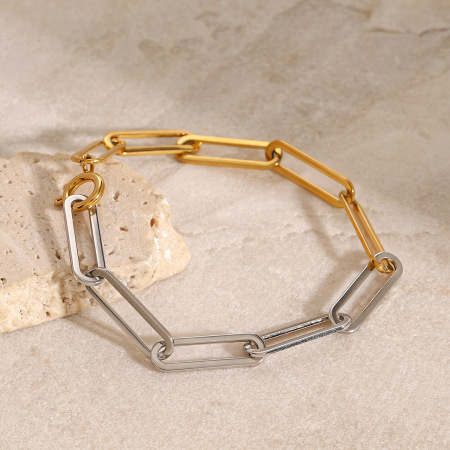 bracelet chaîne pour femme en acier inoxydable plaqué or , série simple daily line, 1 pièce