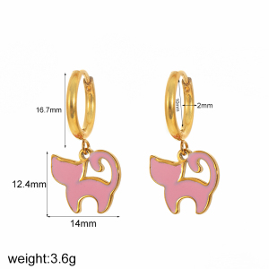 Boucles D'Oreilles Pendantes Pour Femme, Modèle Simple En Forme De Cœur, En Acier Inoxydable Plaqué Or (1 Paire). h5 Image9