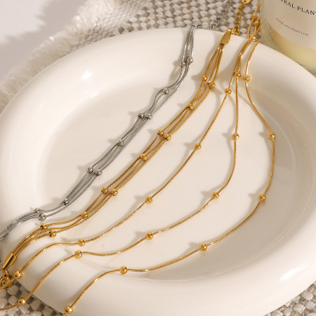 Bracelet chaîne minimaliste quotidien en acier inoxydable doré, étanche, à maillons annulaires, pour femme (1 pièce).