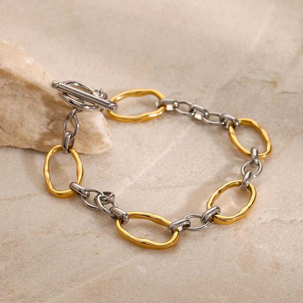 Bracelet Simple En Acier Inoxydable Plaqué Or Pour Femme, Série Simple, 1 Pièce h5Image3