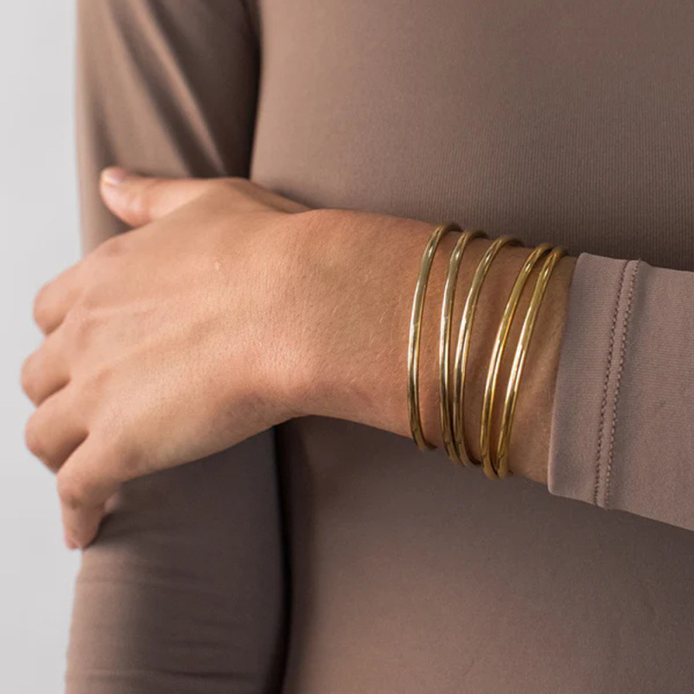 Bracelet Simple Annulaire En Acier Inoxydable Plaqué Or  Pour Femme, 1 Pièce Image8