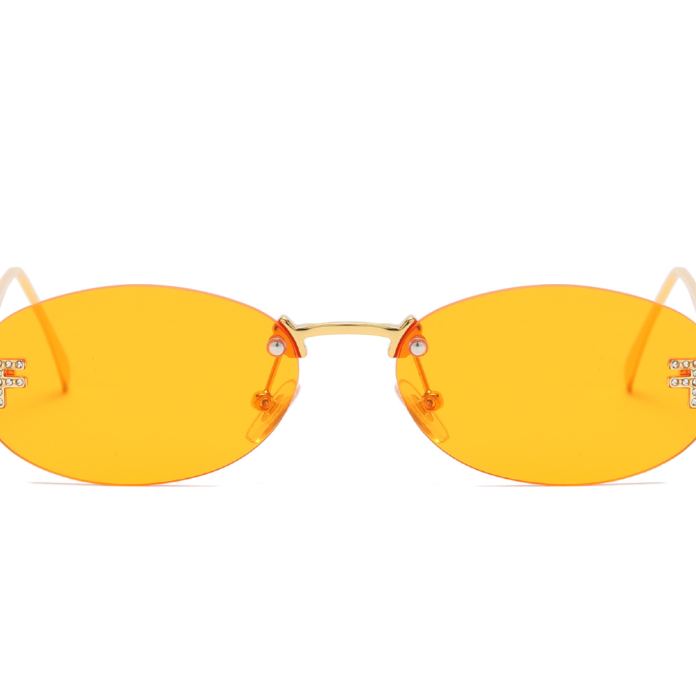 1 Paire De Lunettes De Soleil Simples En Alliage De Couleur Unie Pour Femmes Image3