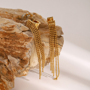 1 Paire De Boucles D'Oreilles Pendantes Pour Femme, Style Rétro Classique, En Acier Inoxydable Plaqué Or. h5 Image6