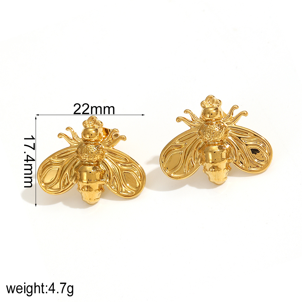 1 Paire De Boucles D'Oreilles À Tige En Acier Inoxydable Plaqué Or  Pour Femme, Série Simple, Motif Animal Quotidien Image6