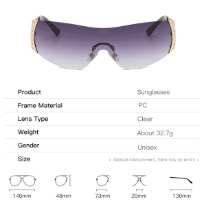 1 Paire De Lunettes De Soleil Tendance Pour Femmes, En Métal h5 Image8