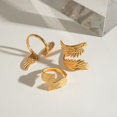 1 Paire De Bagues Ajustables Pour Femme, Série Luxueuse, Style Rétro, En Acier Inoxydable Plaqué Or