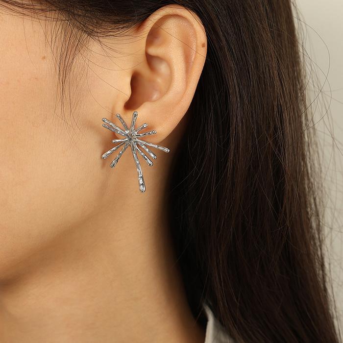 1 Paire De Boucles D'Oreilles À Tige Géométriques Élégantes En Acier Titane Plaqué Or Pour Femmes, Série Luxueuse Image7