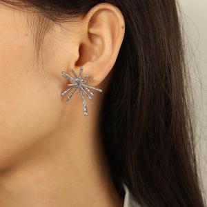 1 Paire De Boucles D'Oreilles À Tige Géométriques Élégantes En Acier Titane Plaqué Or Pour Femmes, Série Luxueuse h5 Image7