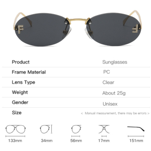 1 Paire De Lunettes De Soleil Simples En Alliage De Couleur Unie Pour Femmes h5 Image9
