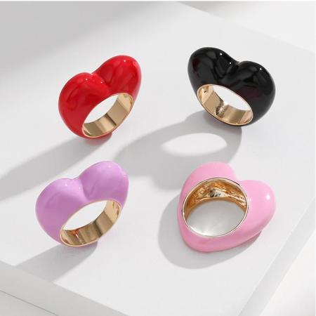 Bague simple en alliage pour femme, série romantique, élégante, cœur