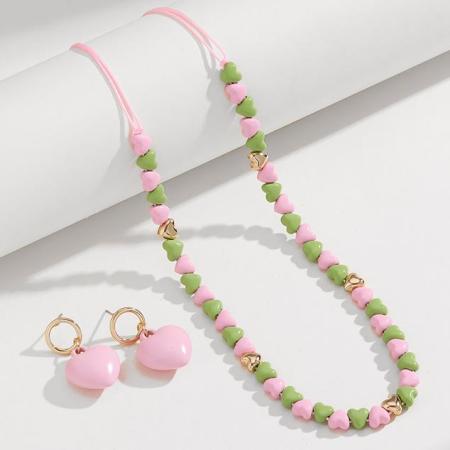 Collier de perles en alliage pour femme, série romantique, motif cœur doux, 1 pièce