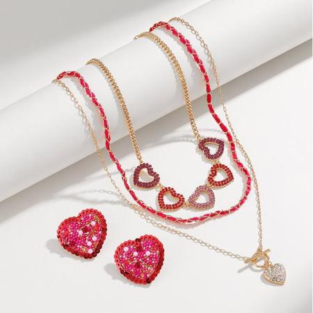 Colliers superposés en alliage pour femmes, série romantique, motif cœur doux, 1 pièce