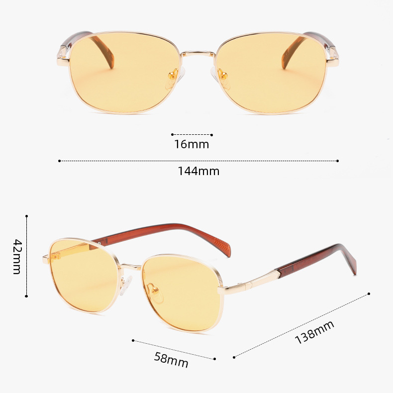 1 Paire De Lunettes De Soleil Simples En Alliage De Couleur Unie Pour Femmes Image7