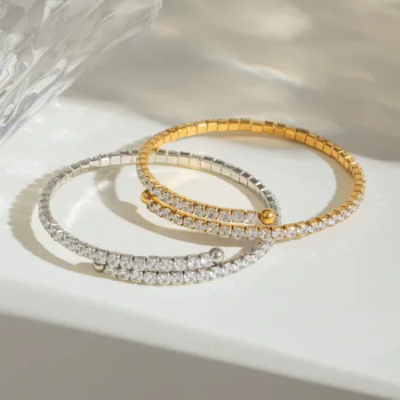 Bracelet Jonc Pour Femme, 1 Pièce, Série Luxueuse, Sexy, Annulaire, Exquis, En Acier Inoxydable, Étanche, Couleur Or