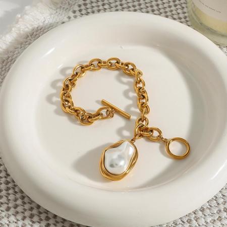 Bracelet à breloques pour femme, pendentif élégant et irrégulier, collection romantique, en acier inoxydable étanche, couleur or (1 pièce).
